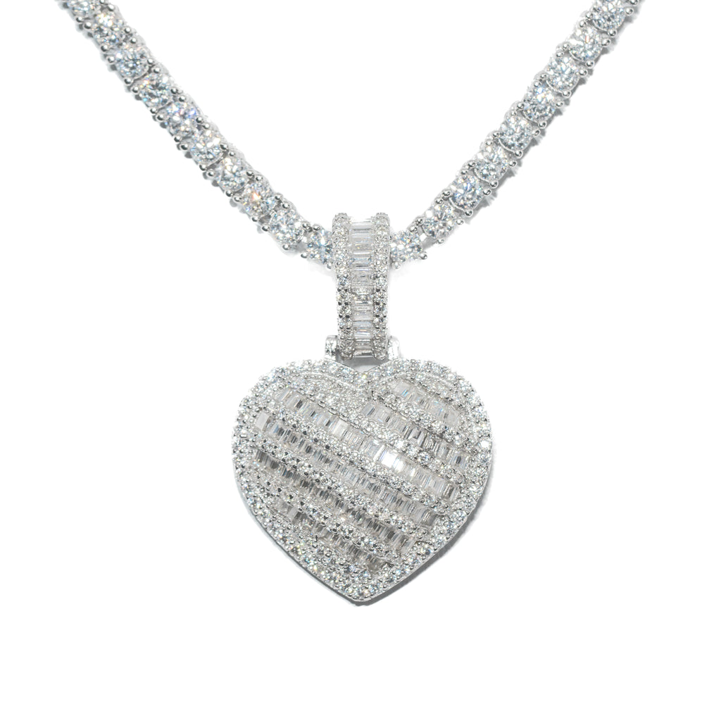 Baguette Heart Set With 4MM Tennis Chain