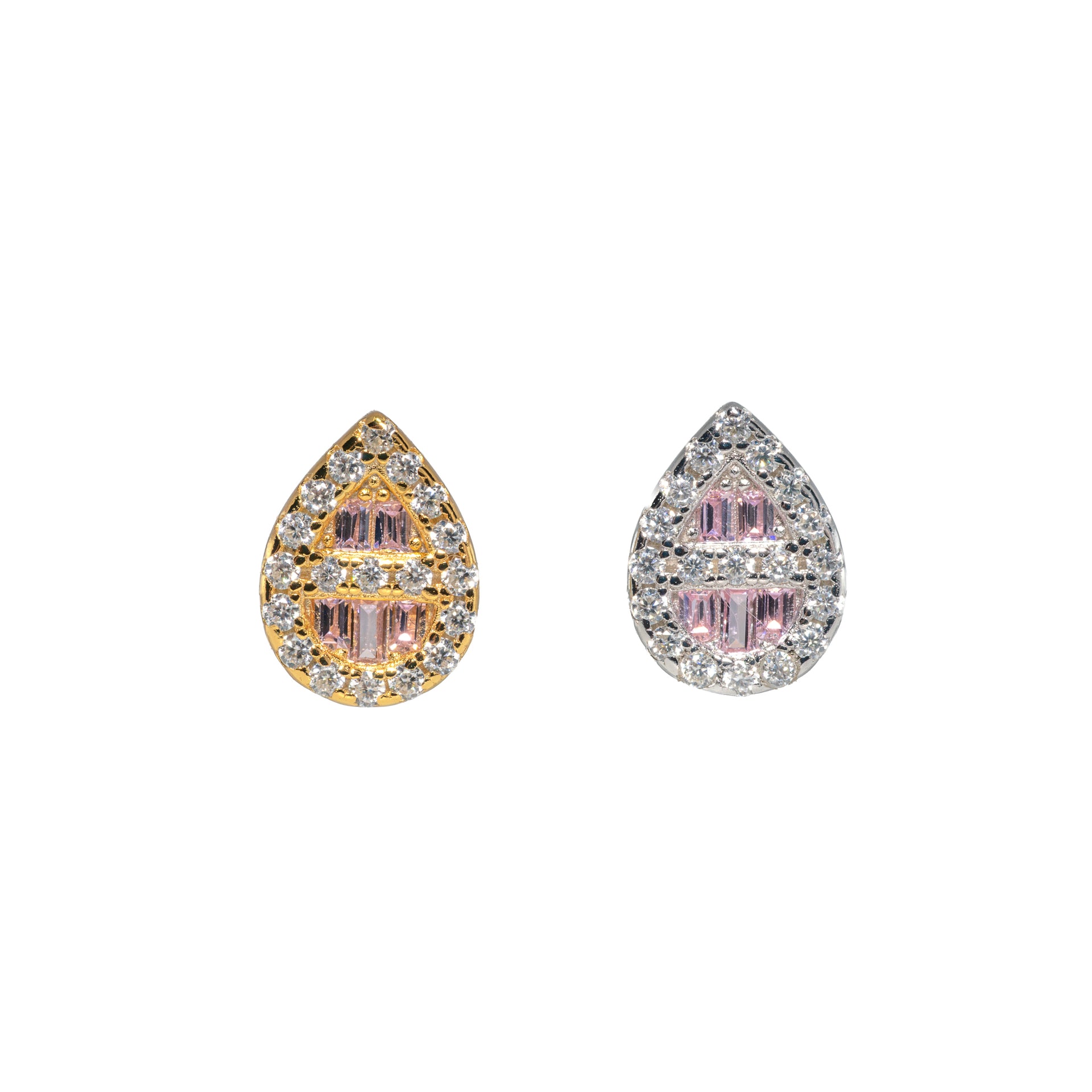 Teardrop Baguette Stud Earrings