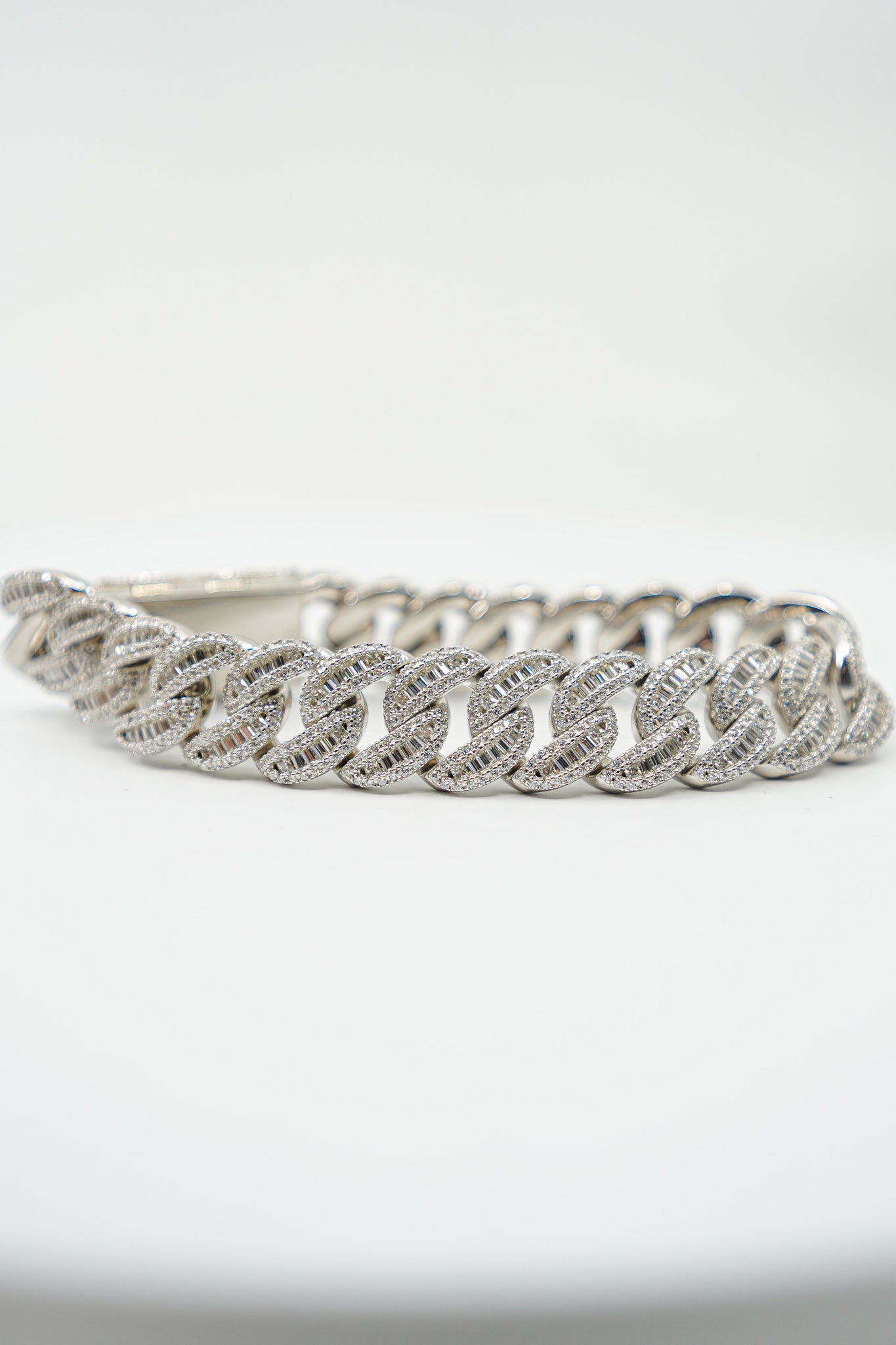 15mm Cuban Bracelet With Baguettes