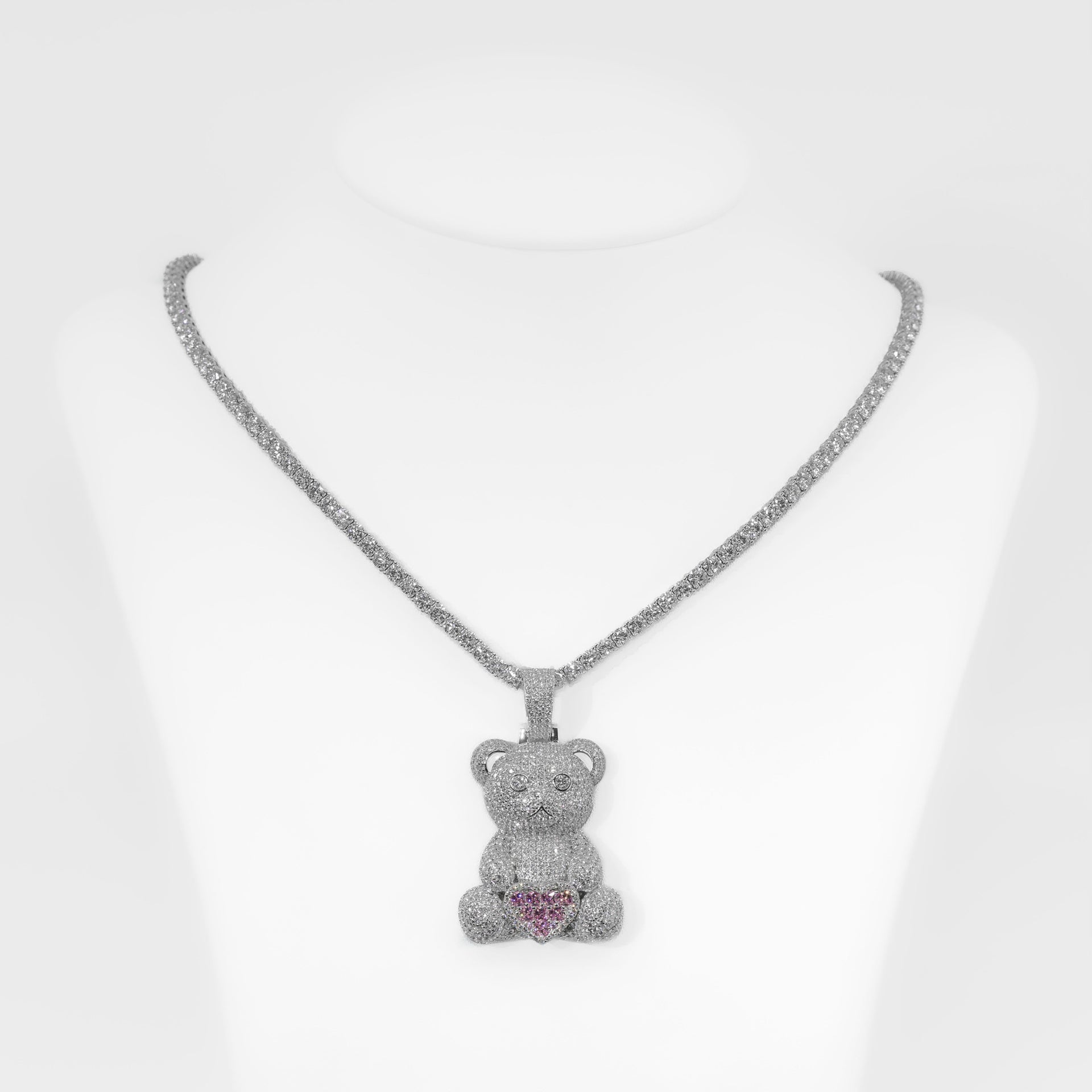 Pink Heart Teddy Pendant