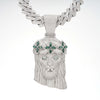 Jesus Pendant Green Stones