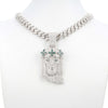 Jesus Pendant Green Stones