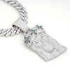 Jesus Pendant Green Stones
