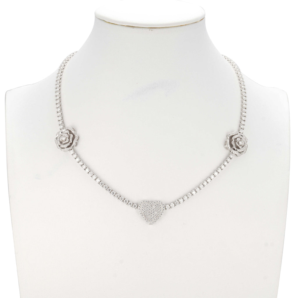 Rose & Heart Tennis Necklace