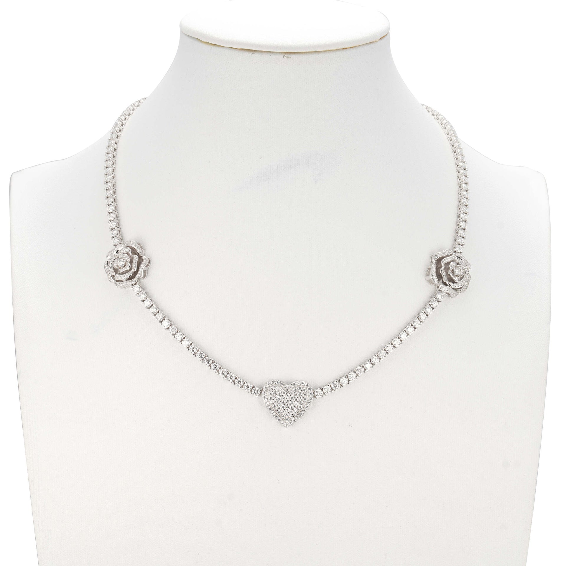 Rose & Heart Tennis Necklace