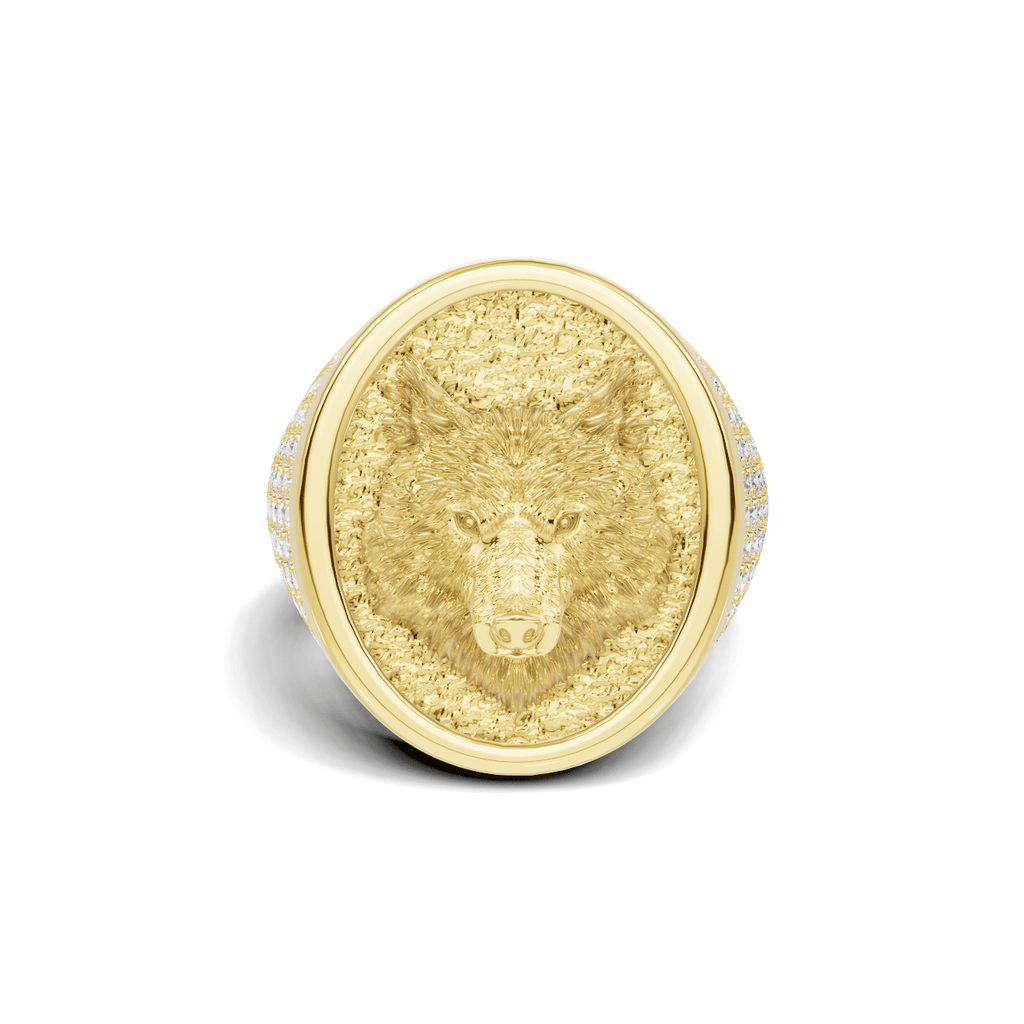 Detailed Wolf Head Ring
