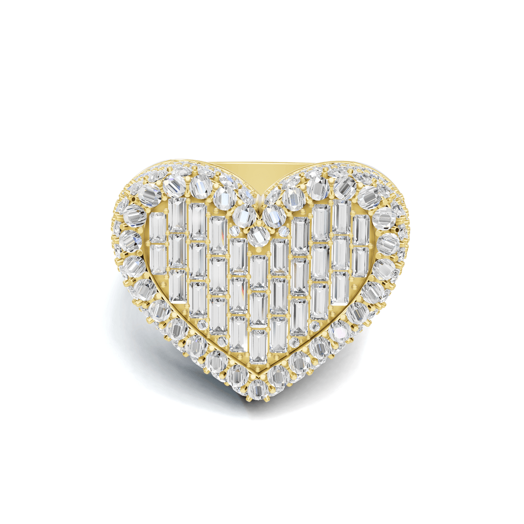 Pave Baguette Heart Ring