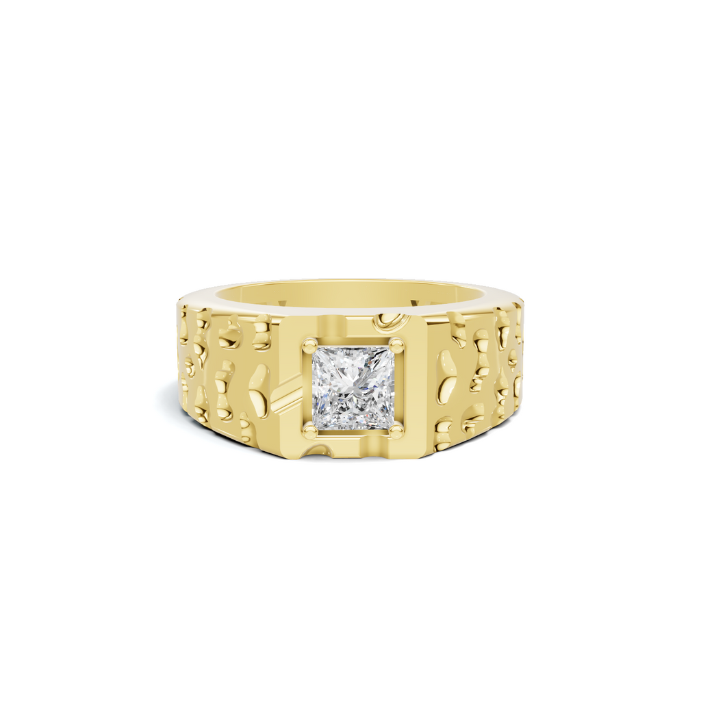 Textured Geometric Statement Ring