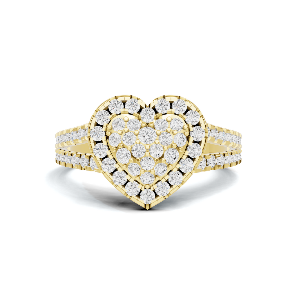 Paved Heart Cluster Ring