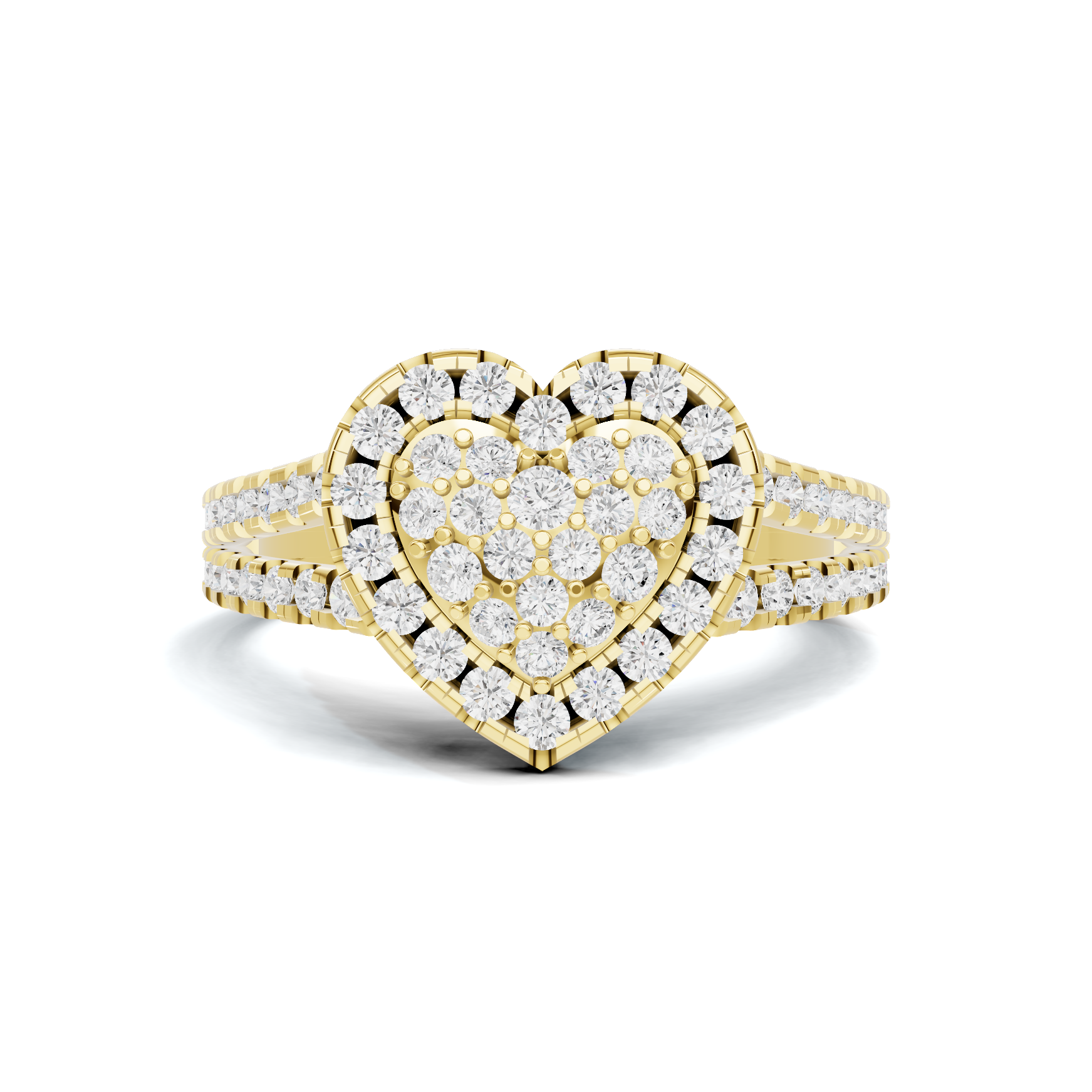 Paved Heart Cluster Ring