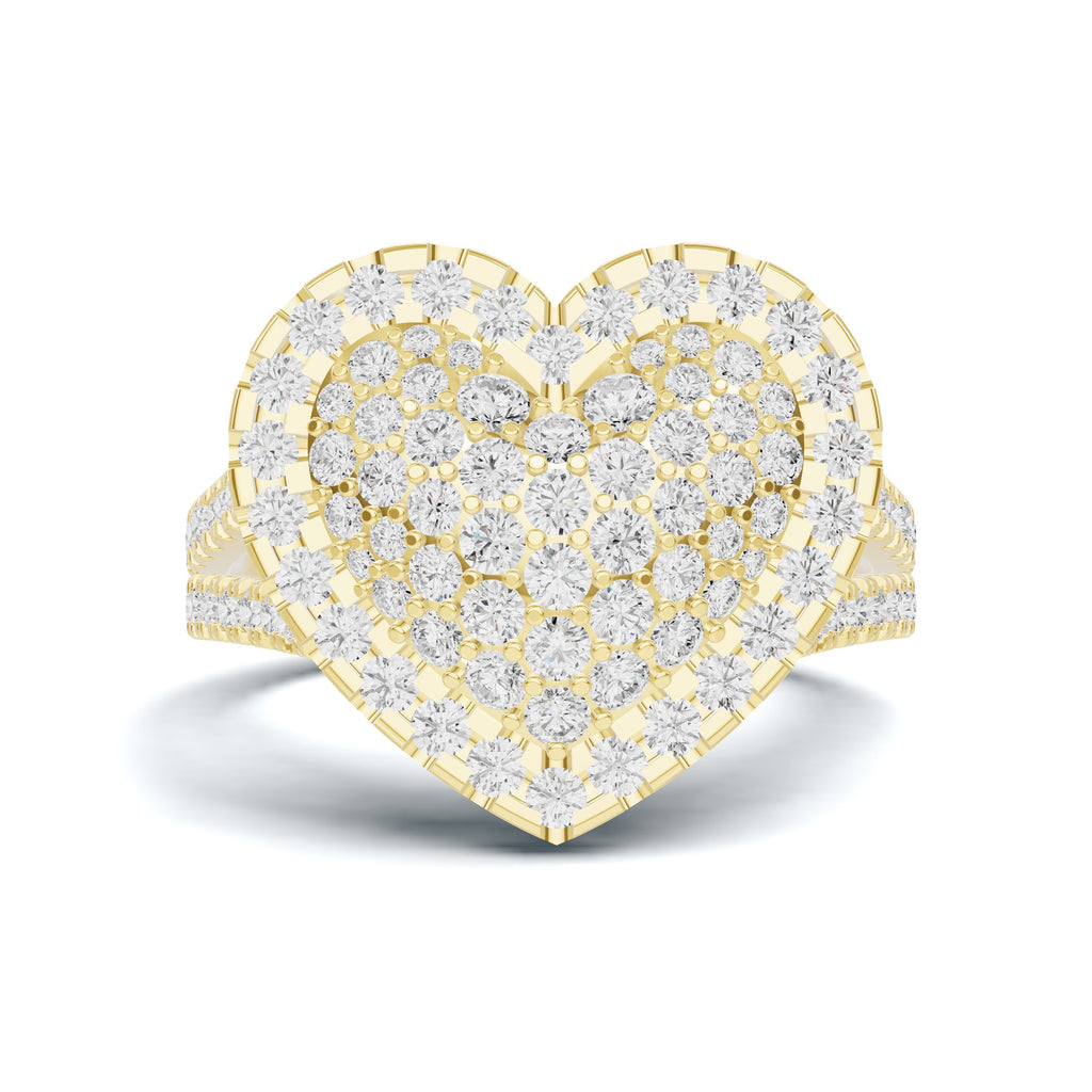 Exquisite Pave Heart Statement Ring