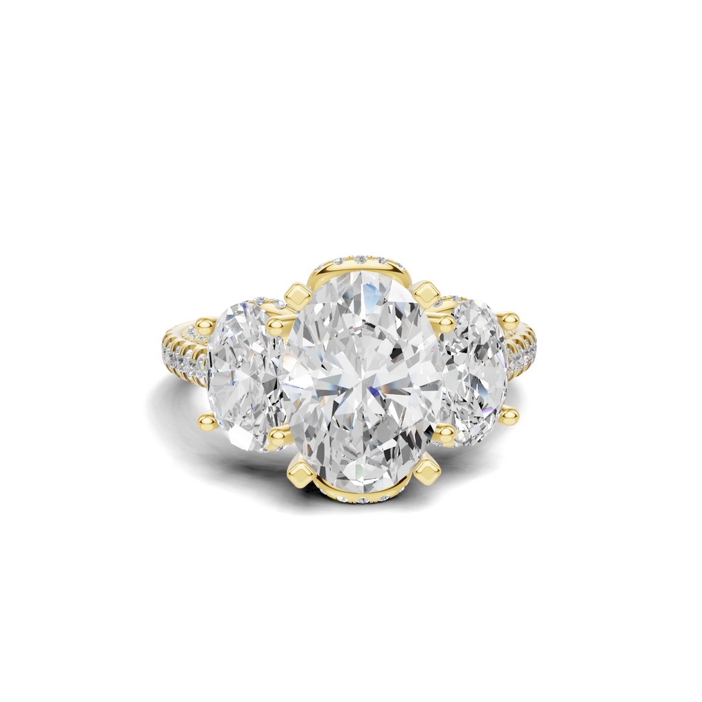 Luxe Three Stone Pave Ring