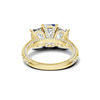 Exquisite Three Stone Pave Ring